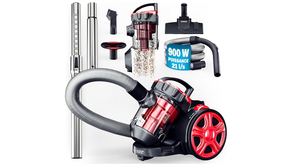 Monzana Aspirateur sans Sac Rouge 900W